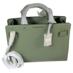 Michael Kors Rayne Medium Leather Satchel Army Green NWT